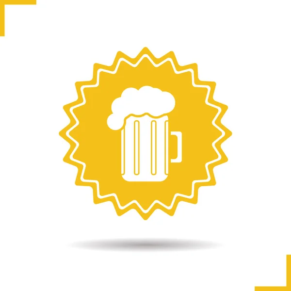 Bier mok gele sticker — Stockvector