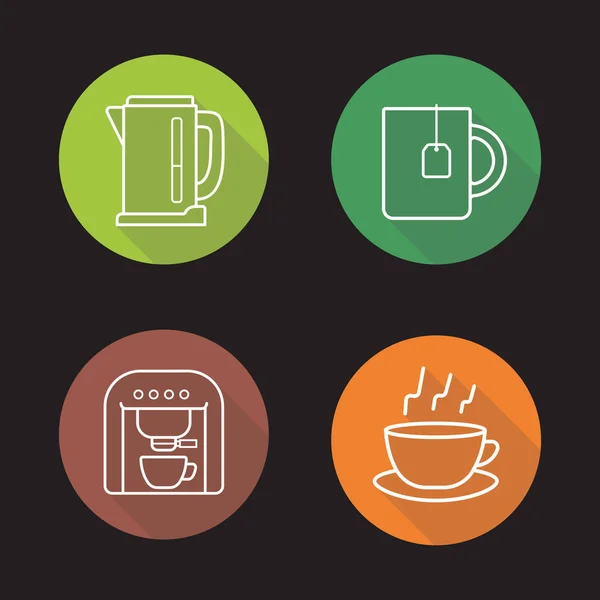 Conjunto de iconos de té y café — Vector de stock