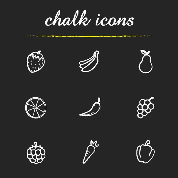 Fruit en groenten Icons Set — Stockvector