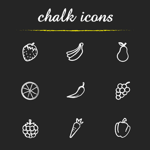 Fruit and vegetables icons set