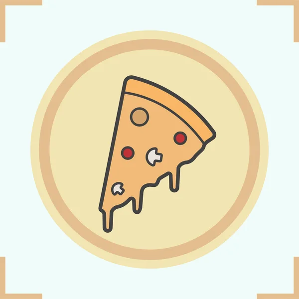 Pizza slice on plate color icon — Stock Vector