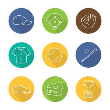 Beyzbol aksesuarları Icons set
