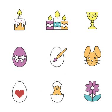Paskalya renk Icons set