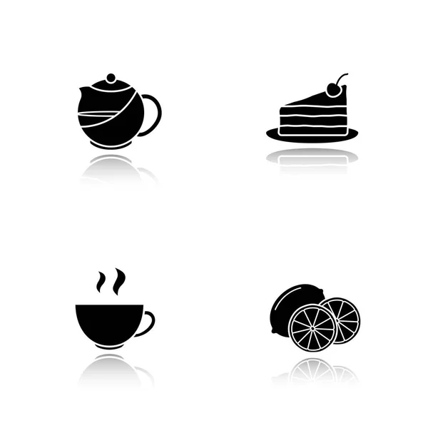 Set ikon tetes teh - Stok Vektor