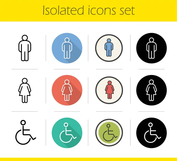 Conjunto de iconos de puerta WC — Vector de stock