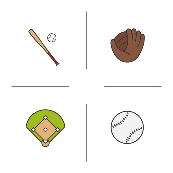 Baseball Farbe Symbole gesetzt — Stockvektor