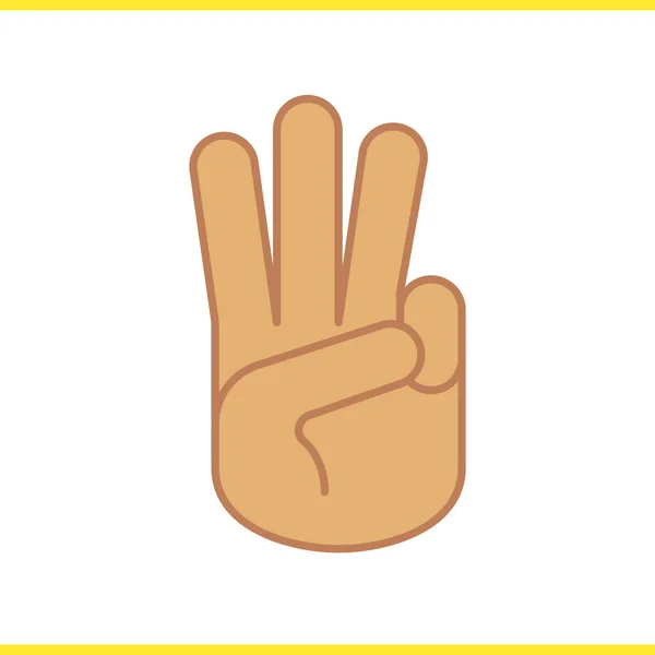 3 本指の敬礼のカラー ・ アイコン — ストックベクタ