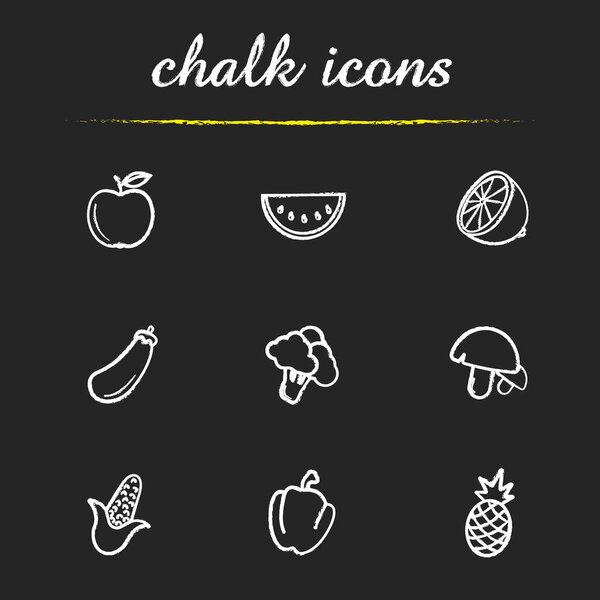Fruit and vegetables  icons set