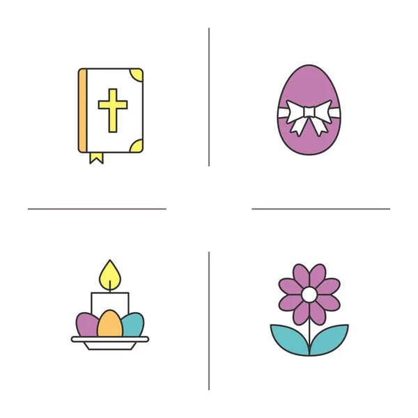 Conjunto de iconos de color Pascua — Vector de stock