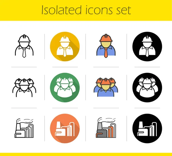 Набор иконок промышленных предприятий — стоковый вектор
