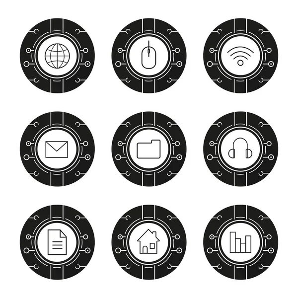 Conjunto de iconos de tecnología cibernética — Vector de stock