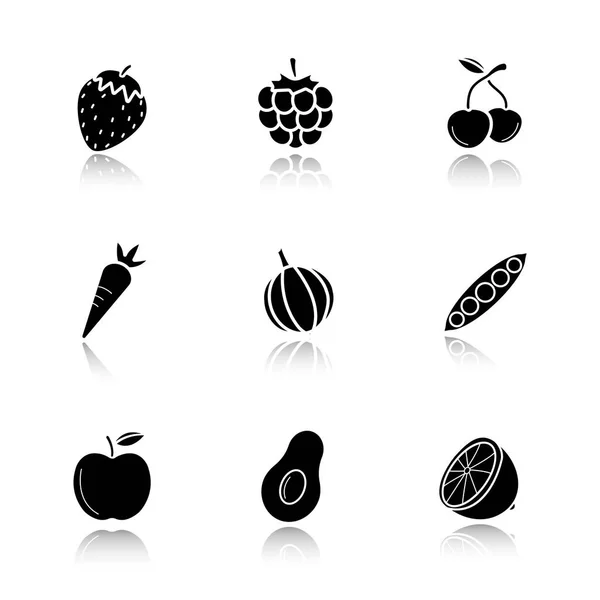 Fruit, berries and vegetables — Stock Vector