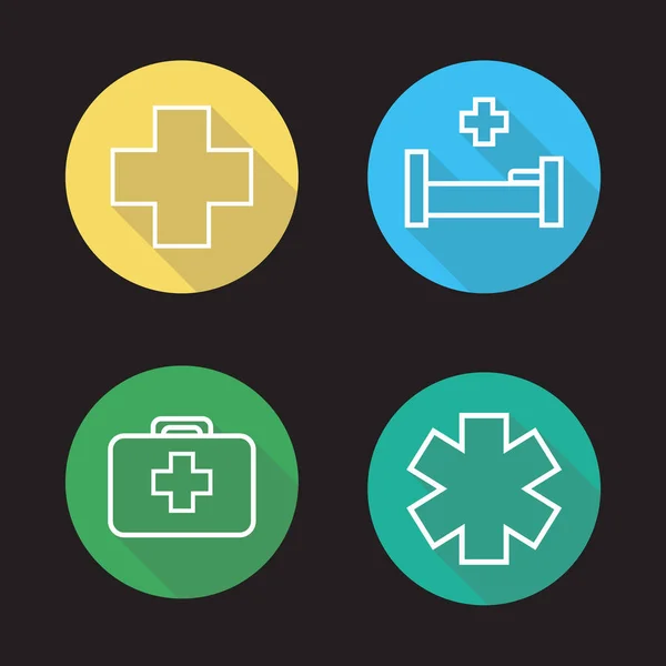 Set icone piatte dell'ospedale — Vettoriale Stock