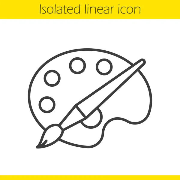 Palet met kwast lineaire pictogram — Stockvector