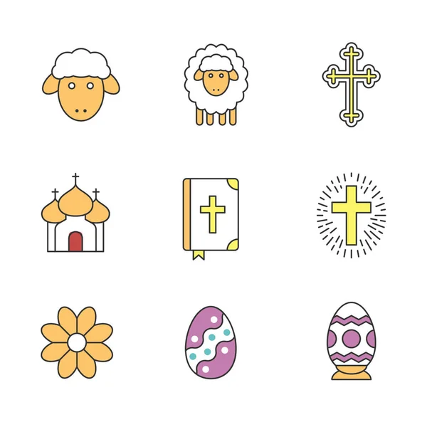 Ostern Farbe Symbole gesetzt — Stockvektor