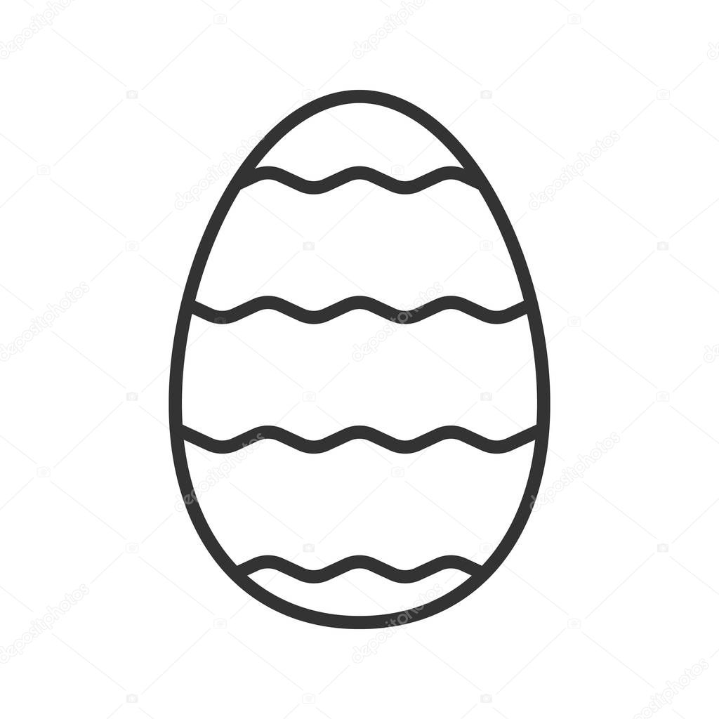 Easter egg linear icon. Thin line illustration. Easter egg with waves pattern contour symbol. Vector isolated outline drawing
