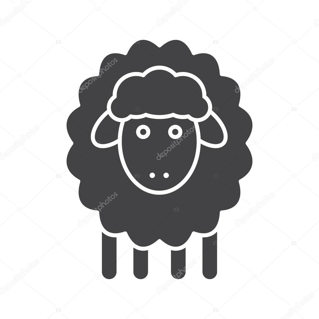 Easter lamb glyph icon. Sheep silhouette symbol. Negative space. Vector isolated illustration