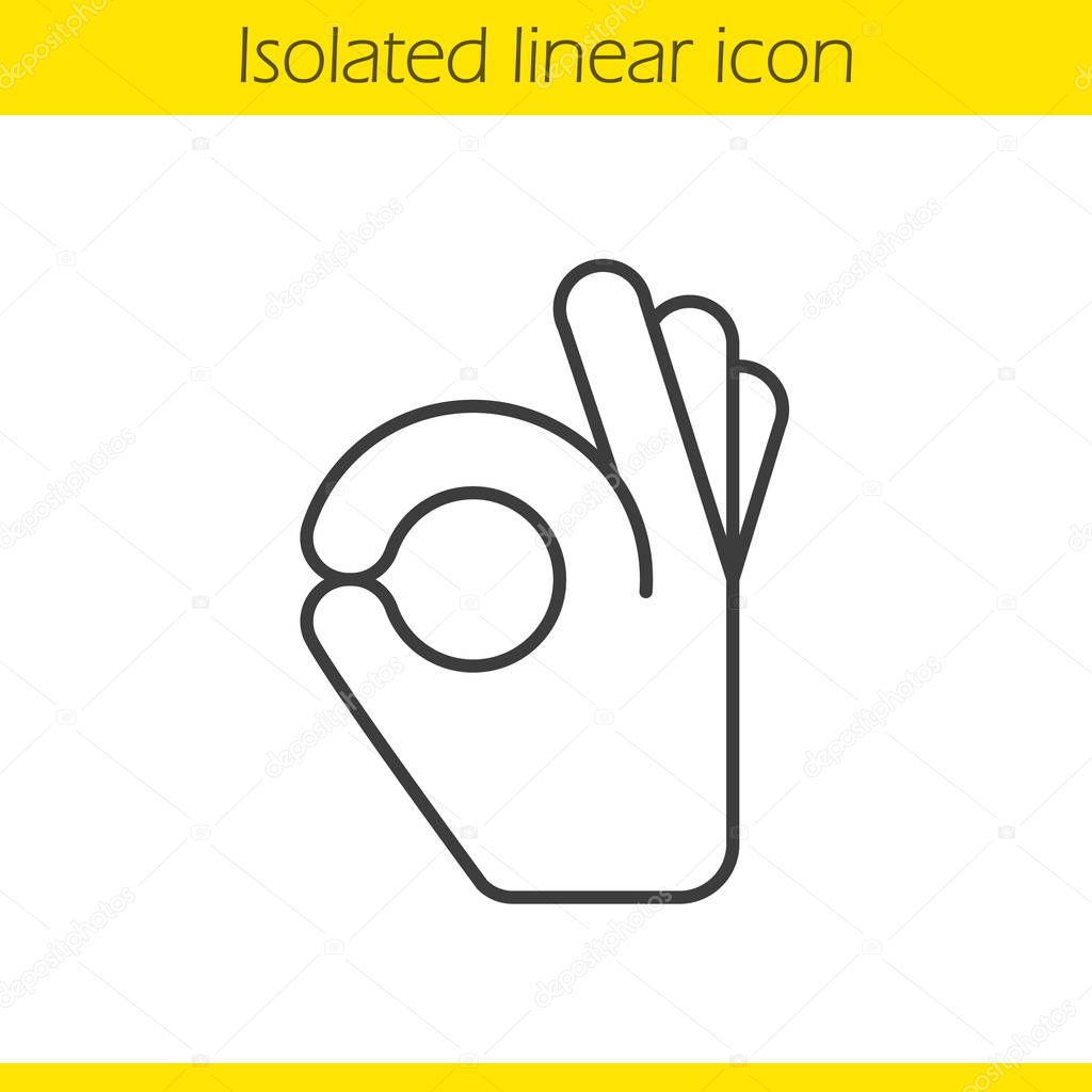 OK hand gesture linear icon