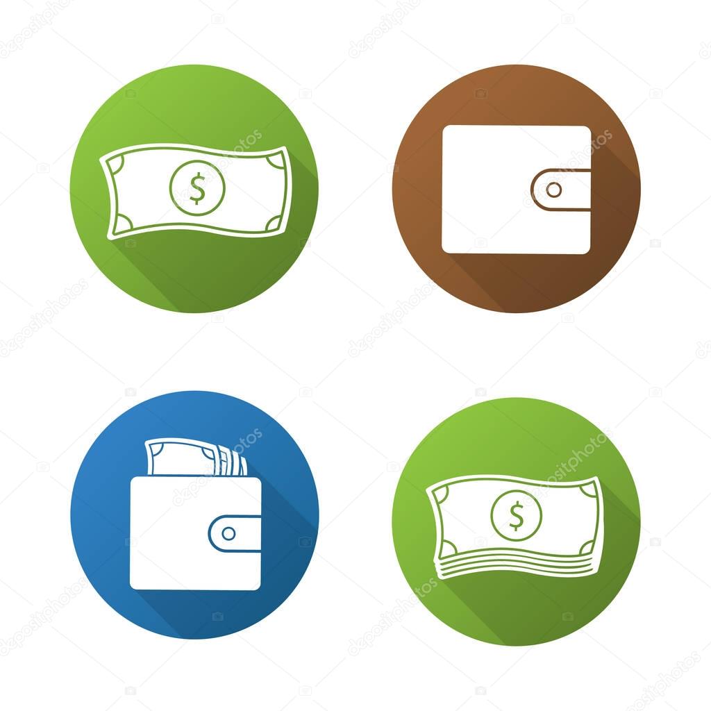 Money flat design icons set