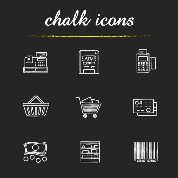 Supermarkt krijt icons set — Stockvector