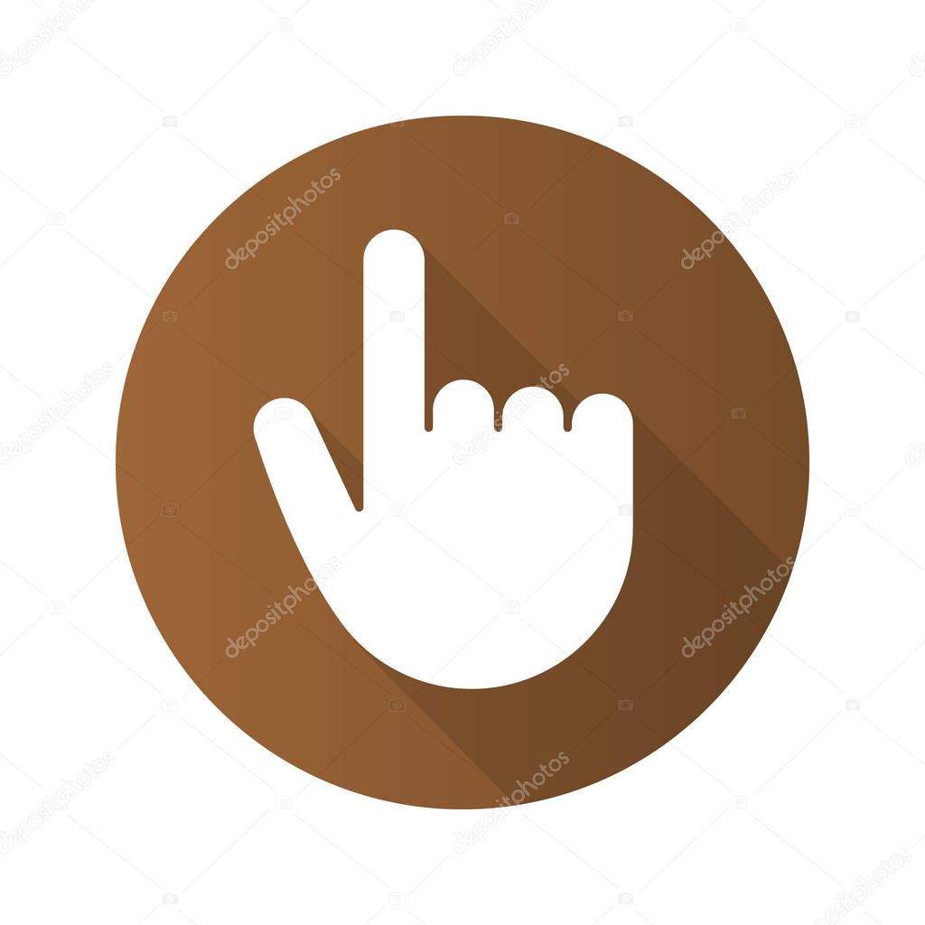 Point up gesture flat design long shadow icon. Index finger.