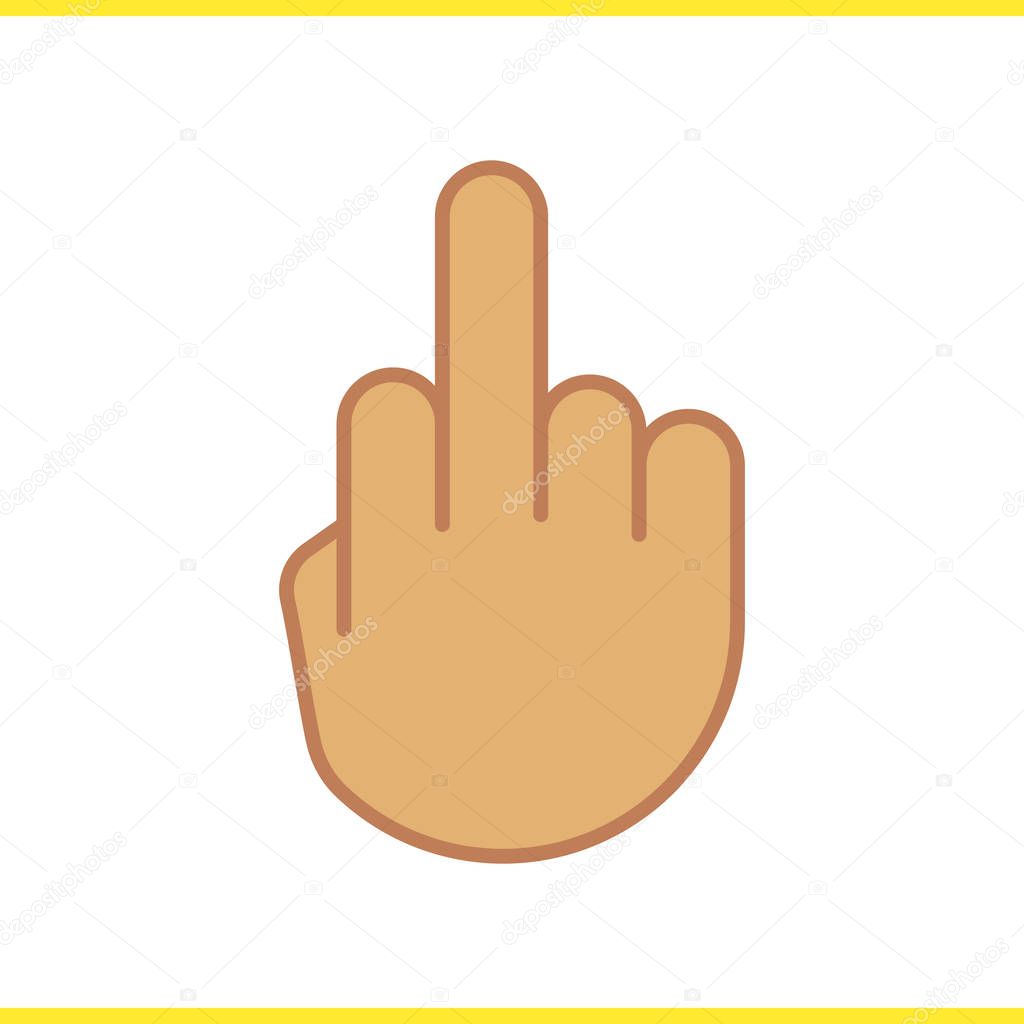 Middle finger up color icon, vector illustration