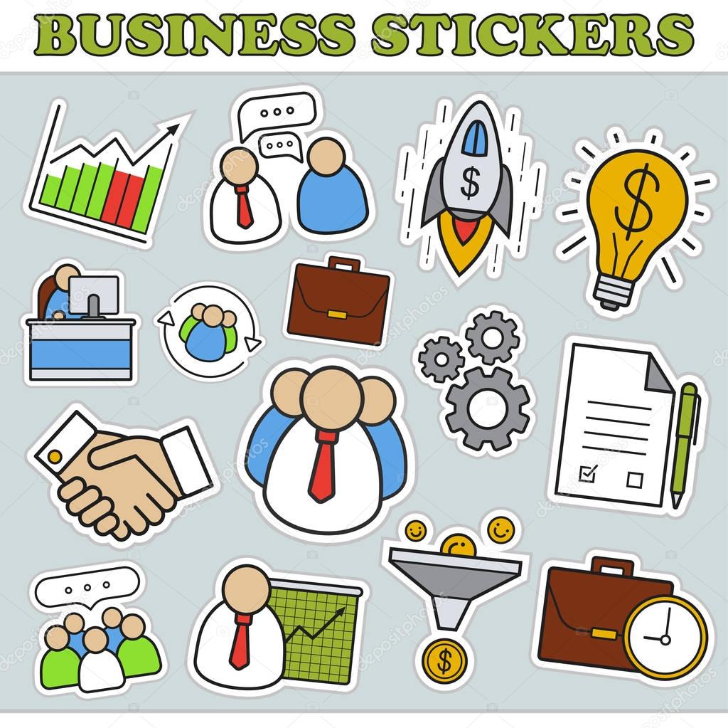 Business patches set, vector illustration