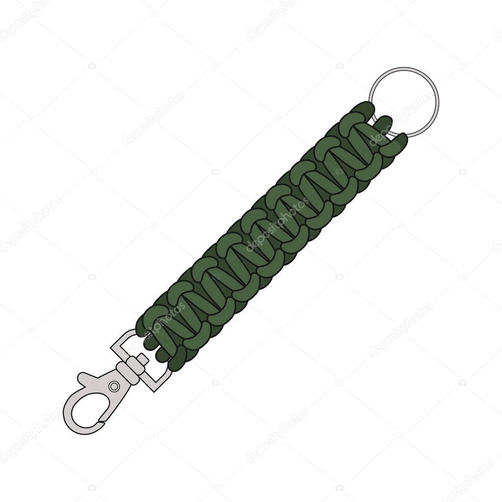 Green paracord bracelet, vector illustration