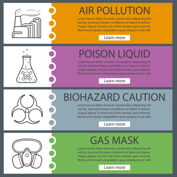 Conjunto de modelos de banners de poluição industrial —  Vetores de Stock
