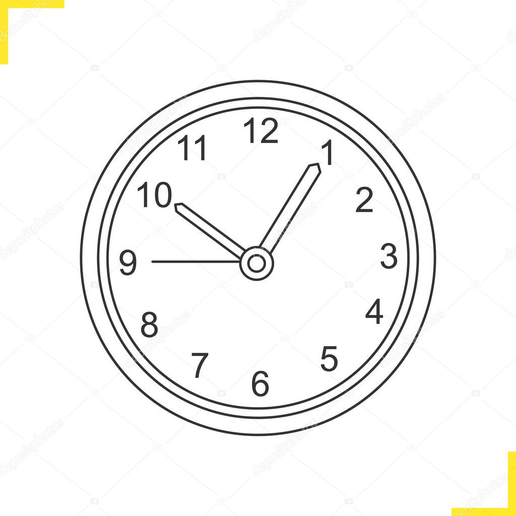 Wall clock linear illustration. Time. Isolated vector icon