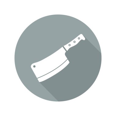 Butcher's knife flat design long shadow icon clipart