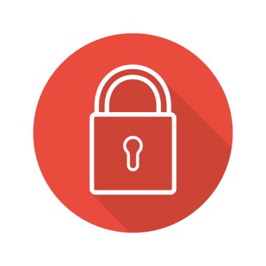 Kilit düz doğrusal uzun gölge simgesi