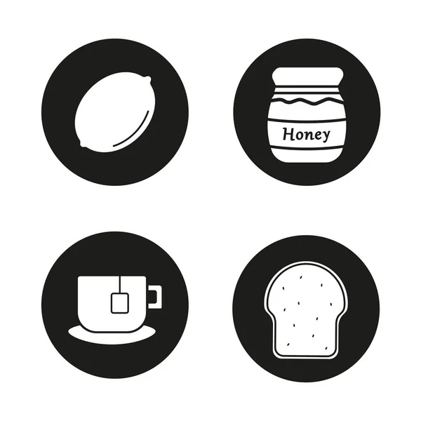 Icones de itens de café da manhã conjunto — Vetor de Stock