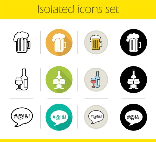 Alcohol verslaving icons set — Stockvector