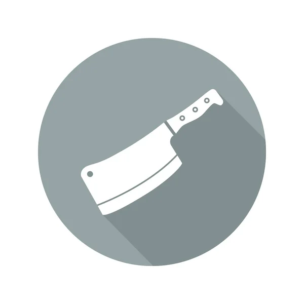 Cuchillo de carnicero diseño plano icono de sombra larga — Vector de stock