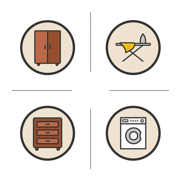 Conjunto de iconos de color de muebles — Vector de stock