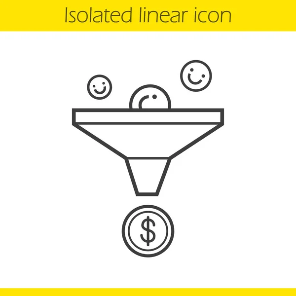 Embudo de ventas icono lineal — Vector de stock