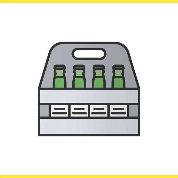 Εικονίδιο χρώμα κουτί μπουκάλια μπύρας — Διανυσματικό Αρχείο