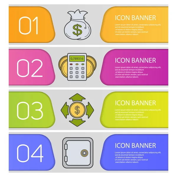 Conjunto de modelos de banners bancários e financeiros —  Vetores de Stock