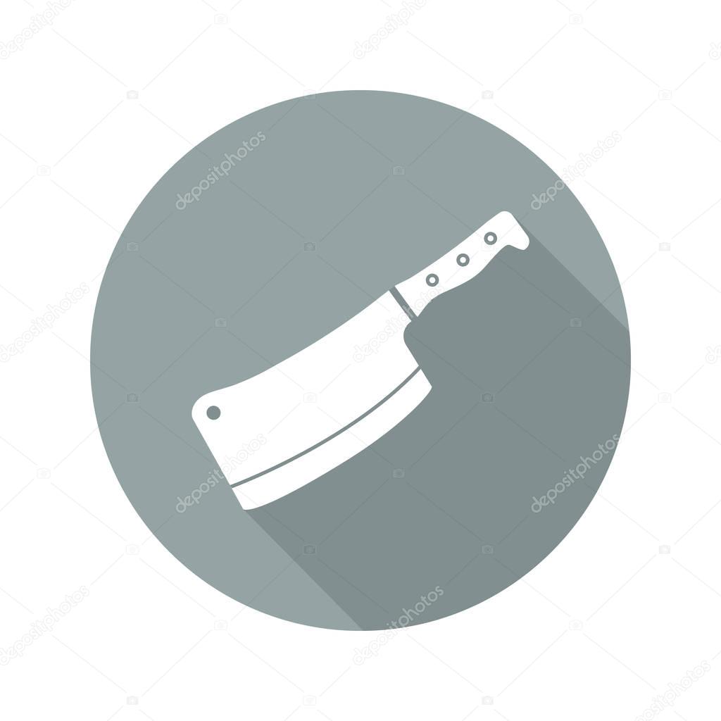 Butcher's knife flat design long shadow icon