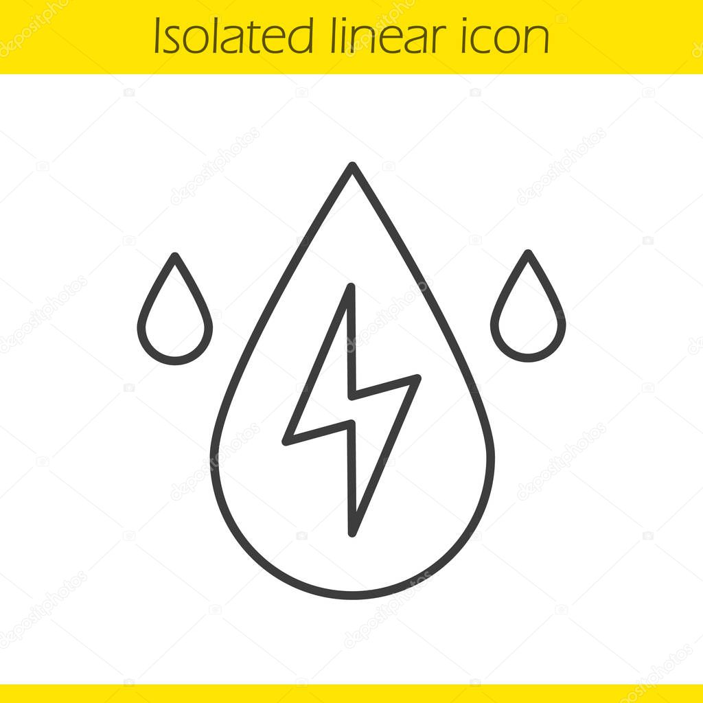 Water energy linear icon. Thin line illustration. Hydroelectric station contour symbol. Vector isolated outline drawing
