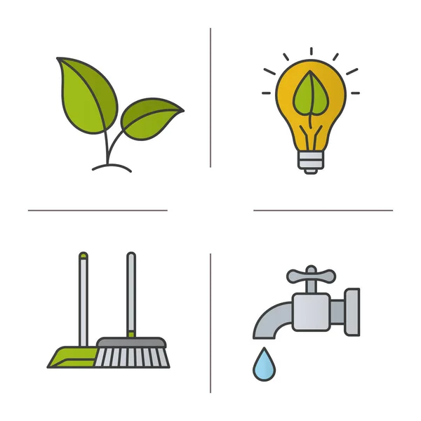 Environment protection color icons set — Stock Vector