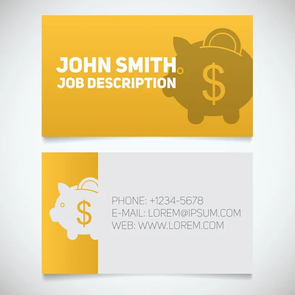 Business card utskriftsmall med spargris logotyp — Stock vektor