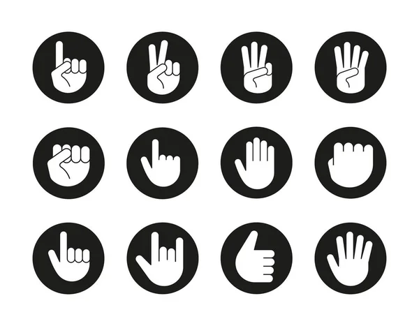 Hand gestures icons set — Stock Vector