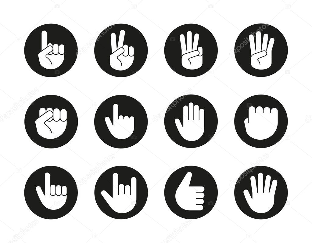 Hand gestures icons set