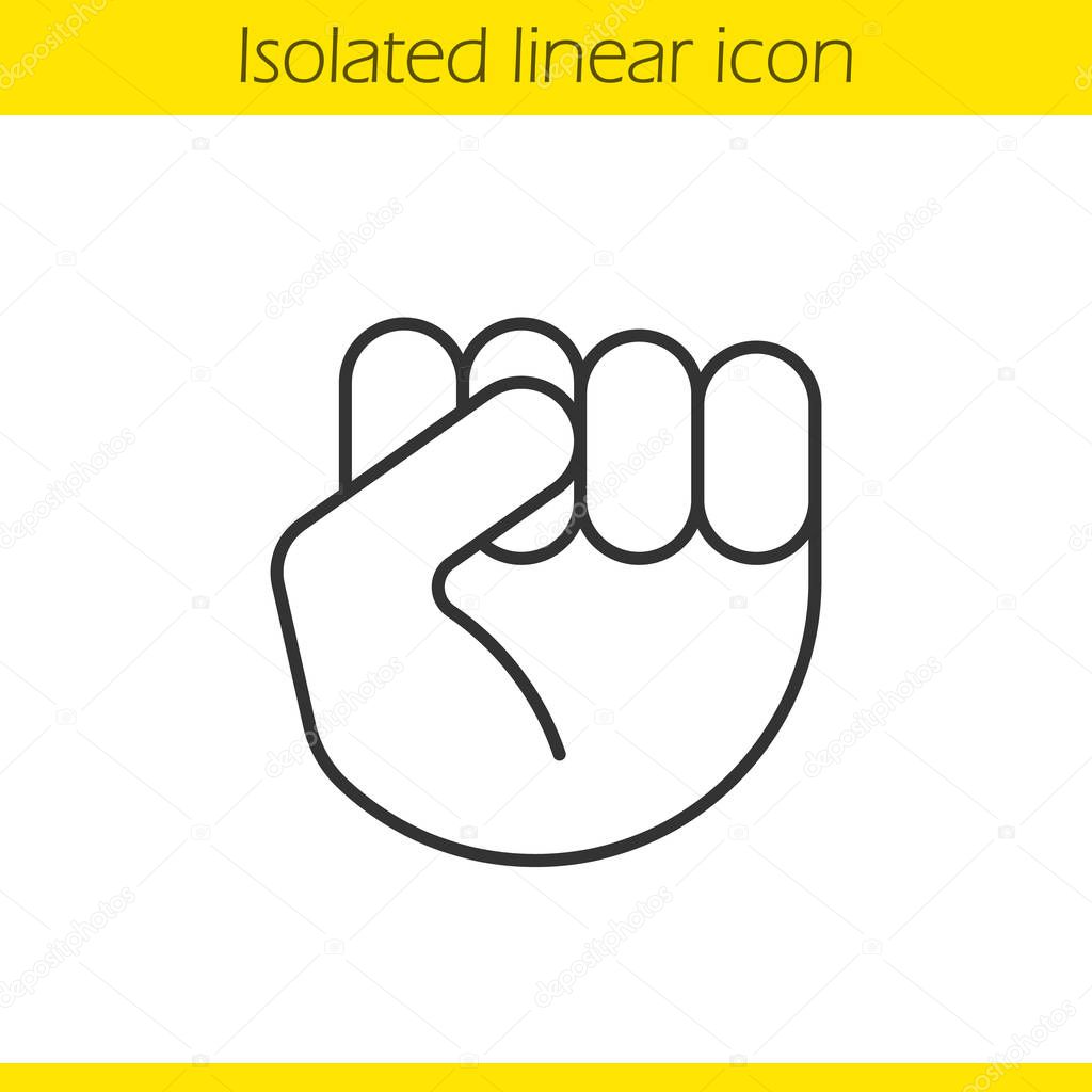Raised fist gesture linear icon