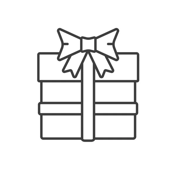 Caja de regalo con lazo icono lineal — Vector de stock