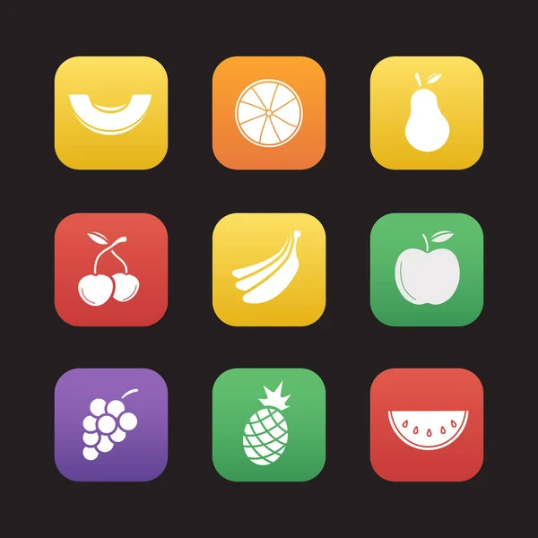 Fruit flat design icons set — Stock Vector