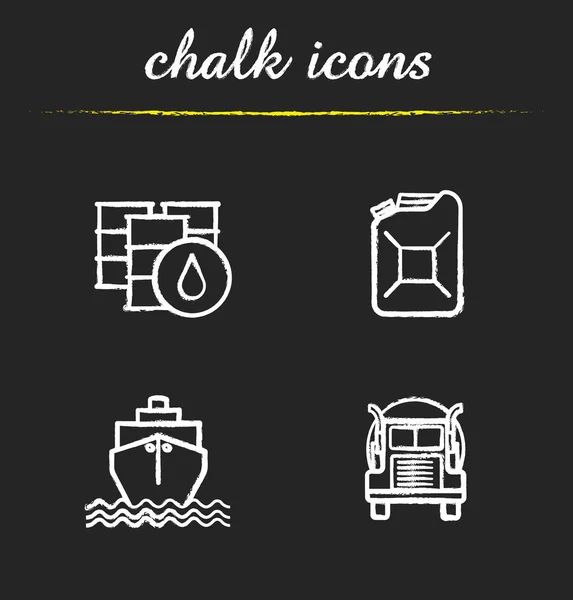 Oil transportation chalk icons set — Stock Vector