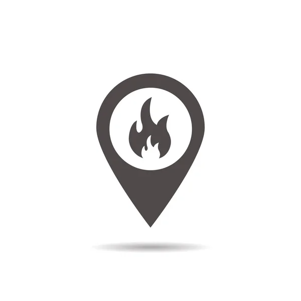 Icono de ubicación de fuego — Vector de stock